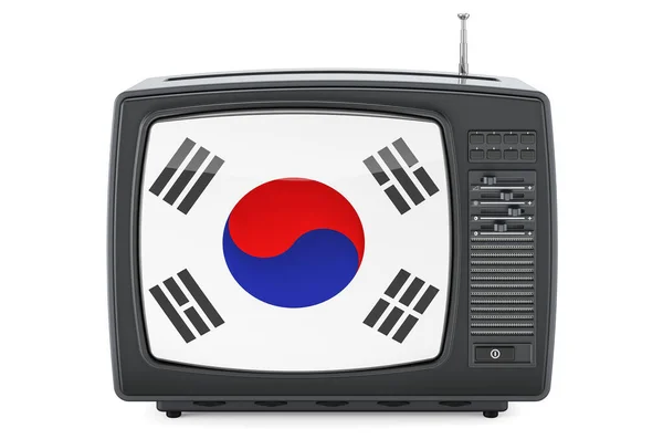 Concepto Televisión Surcoreana Televisor Con Bandera Corea Del Sur Representación —  Fotos de Stock