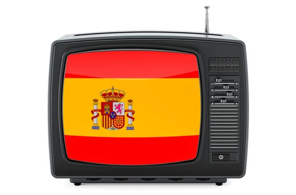 Concepto Televisión Española Televisor Con Bandera España Representación Aislada Sobre —  Fotos de Stock
