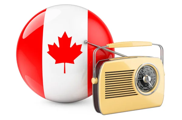 캐나다의 라디오 캐나다 국기가 라디오 수신기 백인들에게 렌더링 — 스톡 사진