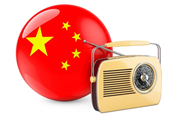 중국의 라디오 국기가 라디오 수신기 백인들에게 렌더링 — 스톡 사진