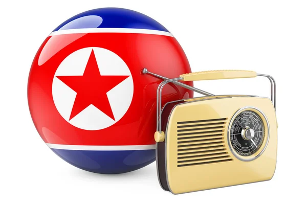 북한의 라디오 국기가 라디오 수신기 백인들에게 렌더링 — 스톡 사진