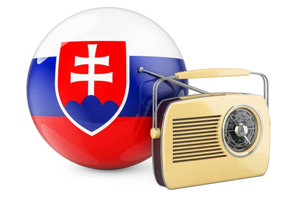 Radiofonia Słowacji Koncepcja Odbiornik Radiowy Słowacką Flagą Rendering Izolowany Białym — Zdjęcie stockowe