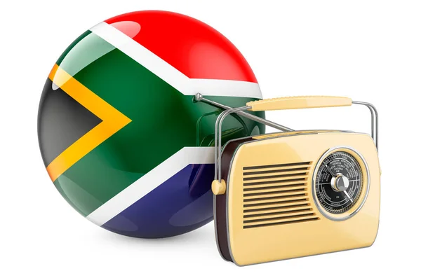 Radiosendungen Südafrika Konzept Funkempfänger Mit Südafrikanischer Flagge Rendering Isoliert Auf — Stockfoto