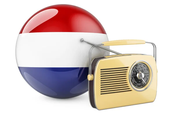 Radiodifusión Los Países Bajos Concepto Receptor Radio Con Bandera Holanda —  Fotos de Stock