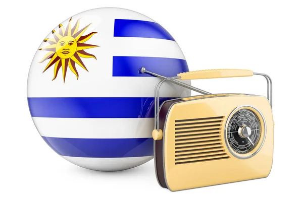 Radiosändningar Uruguay Konceptet Radiomottagare Med Uruguayansk Flagg Rendering Isolerad Vit — Stockfoto