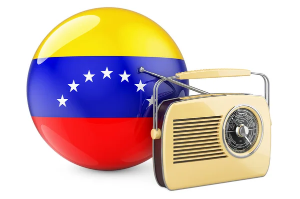 Radiodifusão Venezuela Conceito Receptor Rádio Com Bandeira Venezuelana Renderização Isolada — Fotografia de Stock