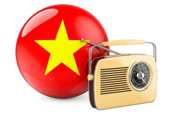베트남의 라디오 베트남 국기가 라디오 수신기 백인들에게 렌더링 — 스톡 사진