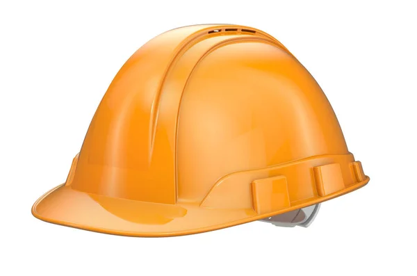 Construcción Orange Hard Hat Representación Aislada Sobre Fondo Blanco —  Fotos de Stock