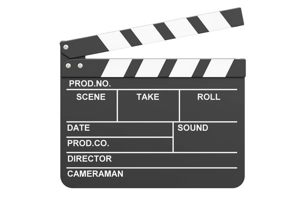 Clapperboard, 3D rendering isolated on white background