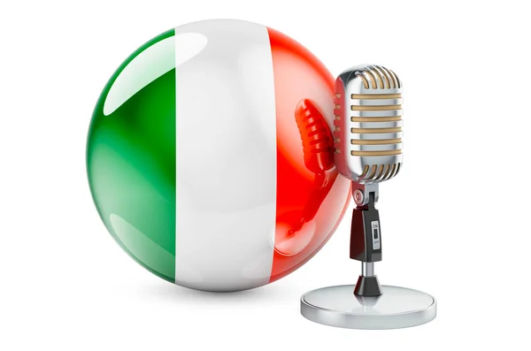 Music Ireland Concept Retro Microphone Irish Flag Rendering Isolated White — Photo