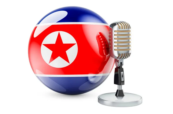 북한의 개념입니다 국기가 마이크 백인들에게 렌더링 — 스톡 사진