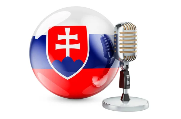 Konceptet Musik Från Slovakien Retromikrofon Med Slovakisk Flagga Rendering Isolerad — Stockfoto