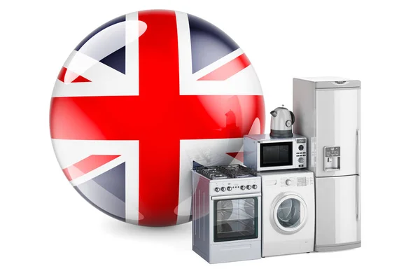 Küchen Und Haushaltsgeräte Mit Britischer Flagge Produktion Einkauf Und Lieferung — Stockfoto