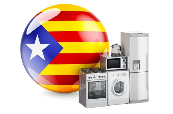 Cucina Elettrodomestici Con Bandiera Catalana Produzione Acquisto Consegna Elettrodomestici Catalogna — Foto Stock