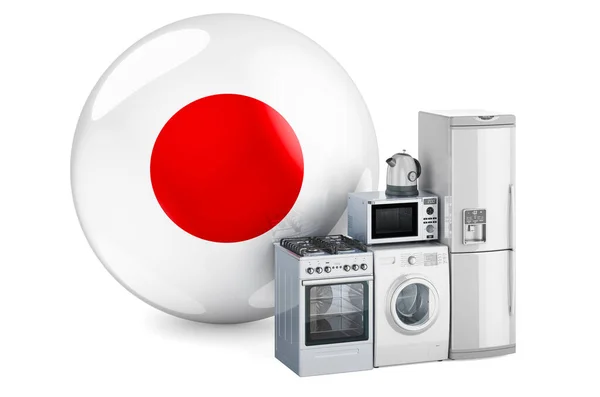 Kuchyně Domácí Spotřebiče Japonskou Vlajkou Výroba Nakupování Dodávky Domácích Spotřebičů — Stock fotografie