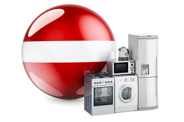 Kuchyňské Domácí Spotřebiče Lotyšskou Vlajkou Výroba Nakupování Dodávky Domácích Spotřebičů — Stock fotografie