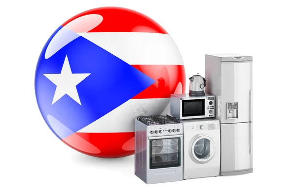 Кухня Бытовая Техника Пуэрториканским Флагом Производство Покупка Поставка Бытовой Техники — стоковое фото