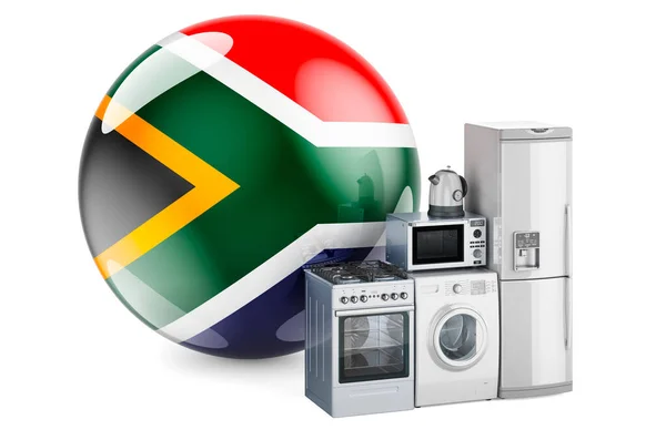 Küchen Und Haushaltsgeräte Mit Südafrikanischer Flagge Produktion Einkauf Und Lieferung — Stockfoto