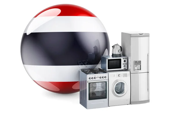 Kök Och Hushållsmaskiner Med Thailändsk Flagg Produktion Shopping Och Leverans — Stockfoto