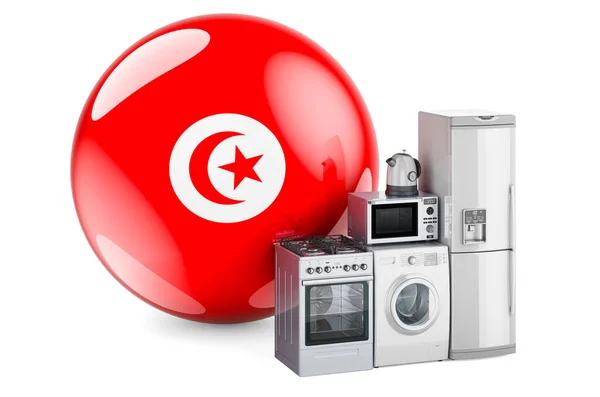 Cucina Elettrodomestici Con Bandiera Tunisina Produzione Acquisto Consegna Elettrodomestici Tunisia — Foto Stock