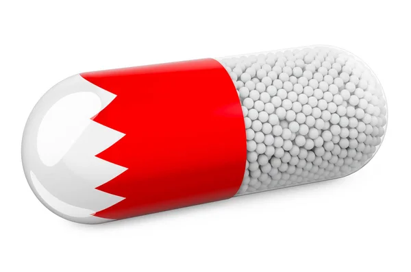 Pillola Con Bandiera Bahreinita Sanità Bahrein Concetto Rendering Isolato Sfondo — Foto Stock
