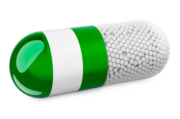Tabletta Kapszula Nigériai Zászlóval Egészségügyi Nigéria Koncepció Renderelés Elszigetelt Fehér — Stock Fotó
