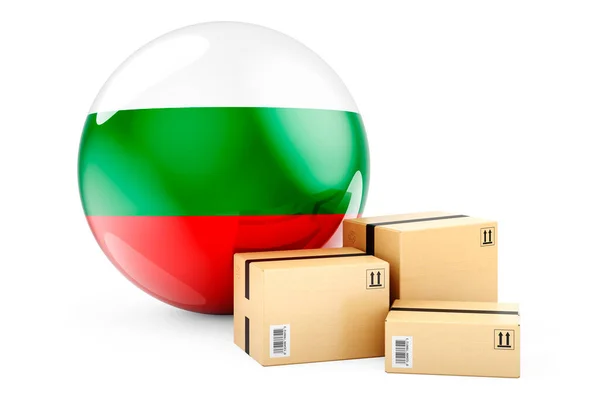 Paczki Bułgarską Flagą Wysyłka Dostawa Bułgarii Koncepcja Rendering Izolowany Białym — Zdjęcie stockowe