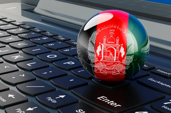 Afghánská Vlajka Klávesnici Notebooku Online Obchod Vzdělávání Nakupování Afghánistánu Vykreslování — Stock fotografie