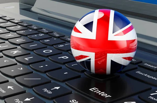 Британский Флаг Клавиатуре Ноутбука Онлайн Бизнес Электронное Образование Шопинг Великобритании — стоковое фото