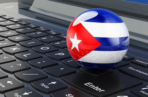 Кубинский Флаг Клавиатуре Ноутбука Концепция Онлайн Бизнеса Электронного Образования Покупок — стоковое фото