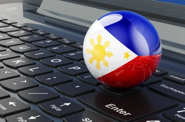 Σημαία Φιλιππίνων Στο Πληκτρολόγιο Laptop Online Επιχειρήσεις Εκπαίδευση Ψώνια Στις — Φωτογραφία Αρχείου