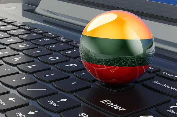 Litevská Vlajka Klávesnici Notebooku Online Obchod Vzdělávání Nakupování Litvě Koncept — Stock fotografie