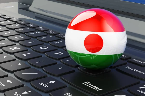 Niger Flag Klawiaturze Laptopa Biznes Internetowy Edukacja Zakupy Nigrze Renderowanie — Zdjęcie stockowe