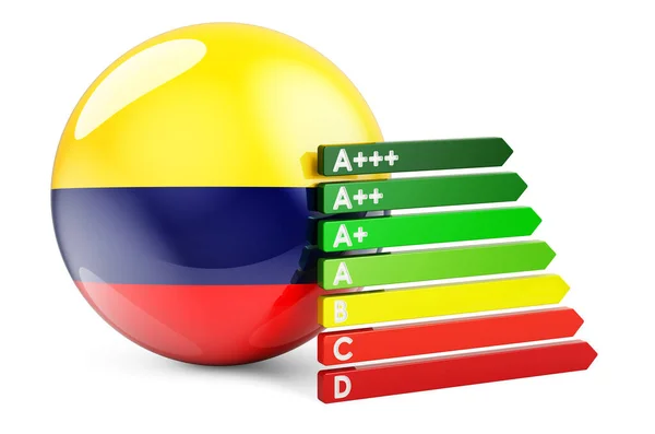 Bandeira Colombiana Com Classificação Eficiência Energética Certificados Desempenho Conceito Colômbia — Fotografia de Stock