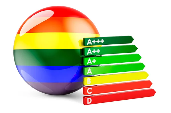 Bandiera Arcobaleno Lgbt Con Indice Efficienza Energetica Rendering Isolato Sfondo — Foto Stock