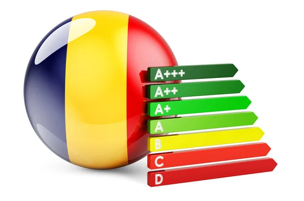 Bandiera Rumena Con Indice Efficienza Energetica Certificati Prestazione Romania Concetto — Foto Stock