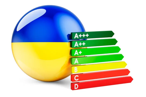 Bandiera Ucraina Con Indice Efficienza Energetica Certificati Prestazione Ucraina Concetto — Foto Stock