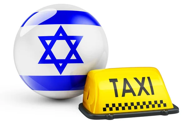 Servizio Taxi Israele Concetto Cartello Auto Taxi Giallo Con Bandiera — Foto Stock