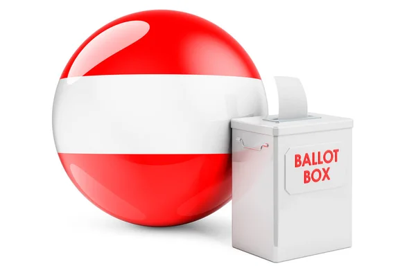 Hlasovací Urna Rakouskou Vlajkou Volby Rakousku Vykreslování Izolované Bílém Pozadí — Stock fotografie