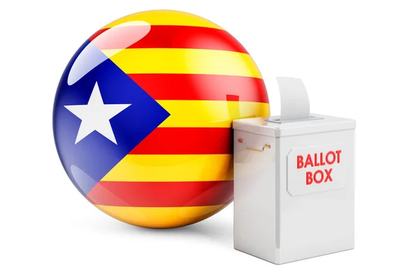 Votazione Con Bandiera Catalana Elezioni Catalogna Rendering Isolato Sfondo Bianco — Foto Stock