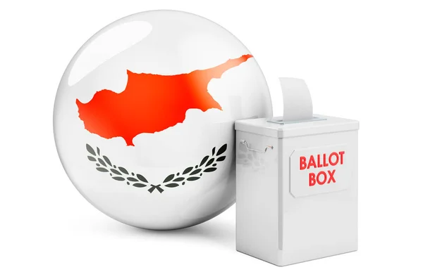 Hlasovací Urna Kyperskou Vlajkou Volby Kypru Vykreslování Izolované Bílém Pozadí — Stock fotografie