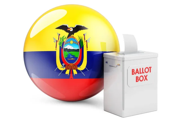 Ballot Box Ecuadorian Flag Election Ecuador Rendering Isolated White Background — Stock Photo, Image