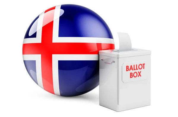 Hlasovací Urna Islandskou Vlajkou Volby Islandu Vykreslování Izolované Bílém Pozadí — Stock fotografie