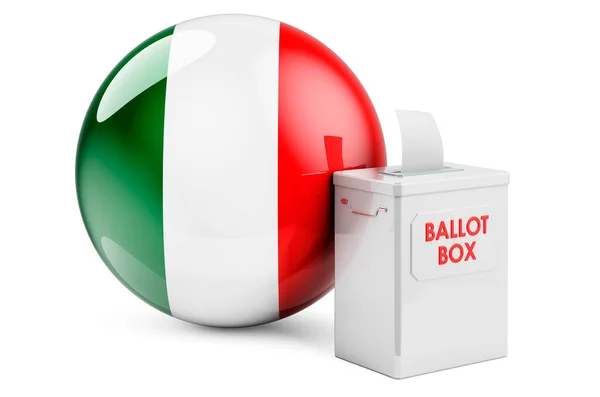 Hlasovací Urna Italskou Vlajkou Volby Itálii Vykreslování Izolované Bílém Pozadí — Stock fotografie