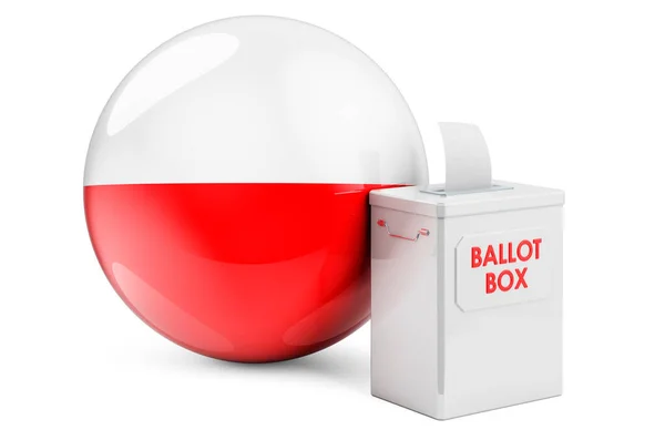 Hlasovací Urna Polskou Vlajkou Volby Polsku Vykreslování Izolované Bílém Pozadí — Stock fotografie