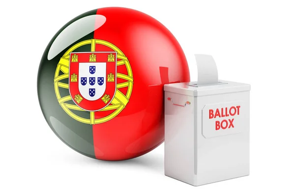 Ballot Box Portuguese Flag Election Portugal Rendering Isolated White Background — Stock Photo, Image