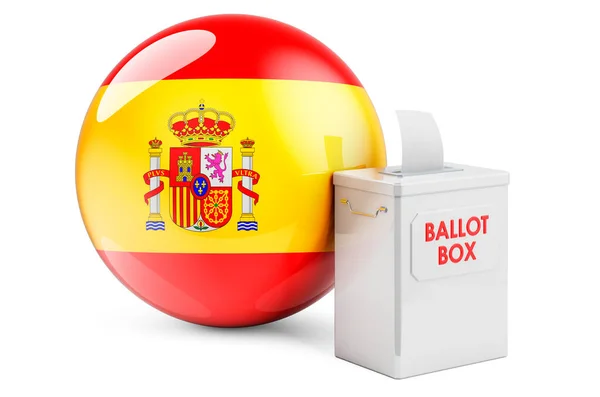 Votazione Con Bandiera Spagnola Elezioni Spagna Rendering Isolato Sfondo Bianco — Foto Stock