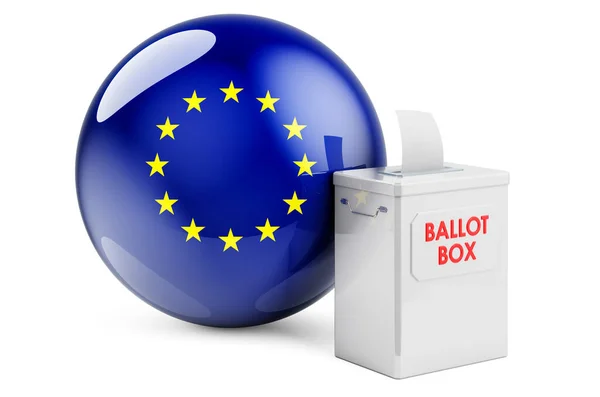 Wahlurne Mit Der Flagge Wahlen Der Europäischen Union Rendering Isoliert — Stockfoto