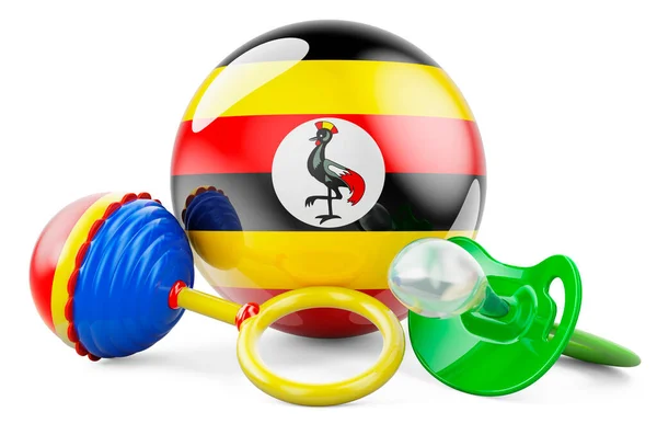 우간다의 출산율 개념입니다 바탕에 렌더링 우간다 국기가 젖꼭지와 — 스톡 사진