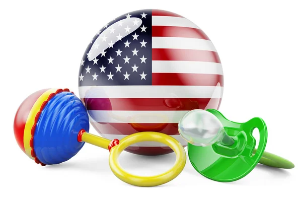 BORN IN THE USA AMERICAN FLAG NOVELTY CHILDRENS PACIFIER  baby pacifer teether 